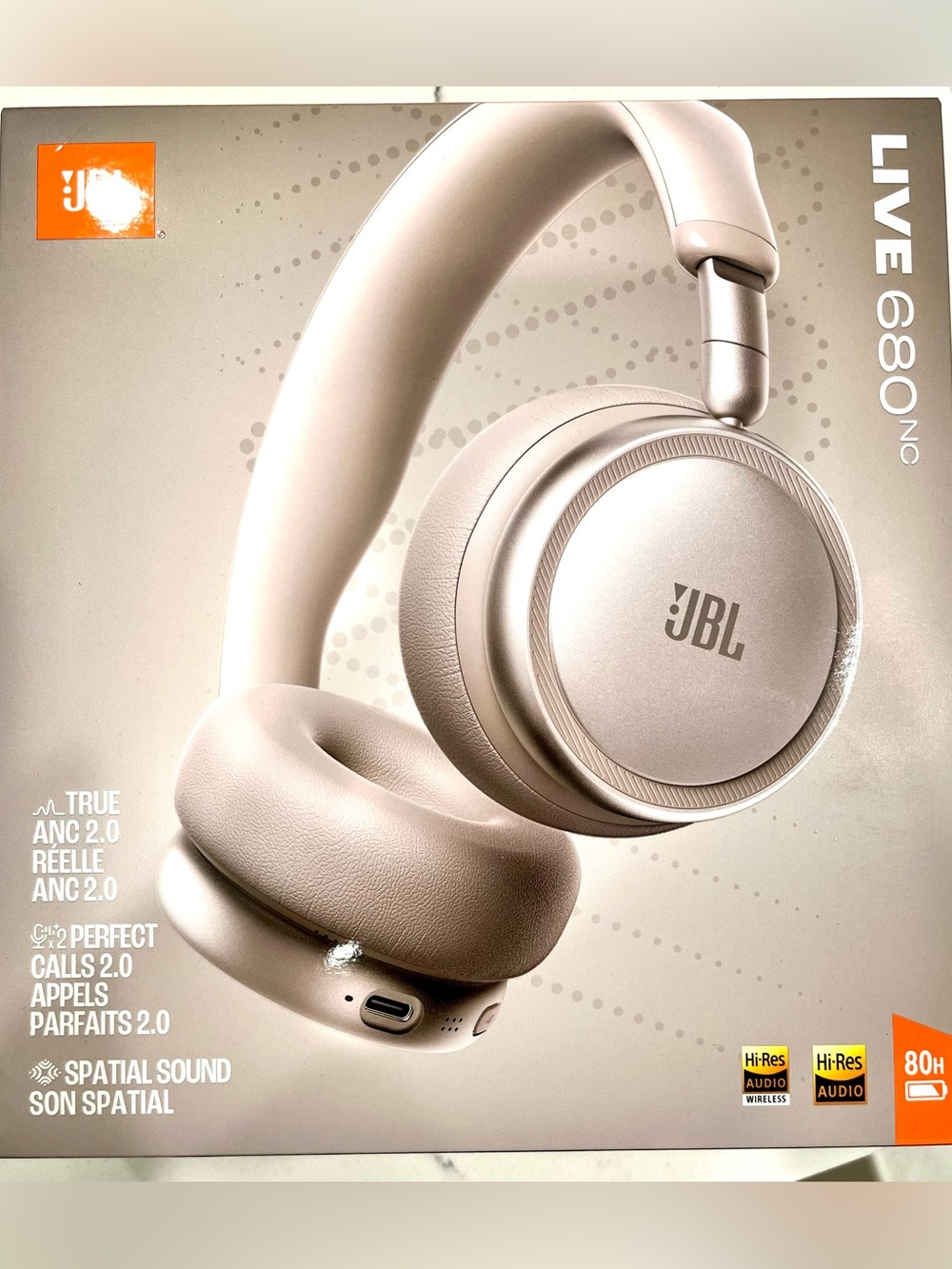 New JBL Live 660NC Wireless Over-Ear Headphones — Champagne color